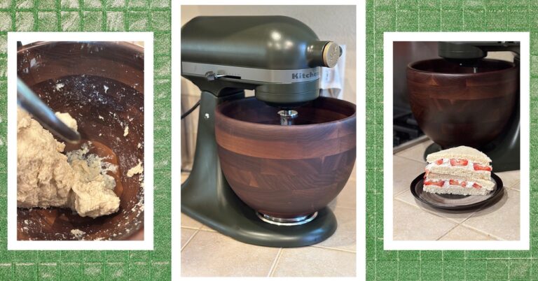 KitchenAid Design Series Evergreen Stand Mixer Reviewer Collage 102024 SOURCE Kat Merck