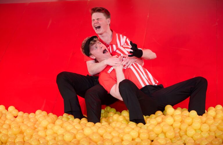 Sterling Notley and Matt Hogan in Canberra Youth Theatres production of Work But This Time Like You Mean It photo Andrew Sikorski