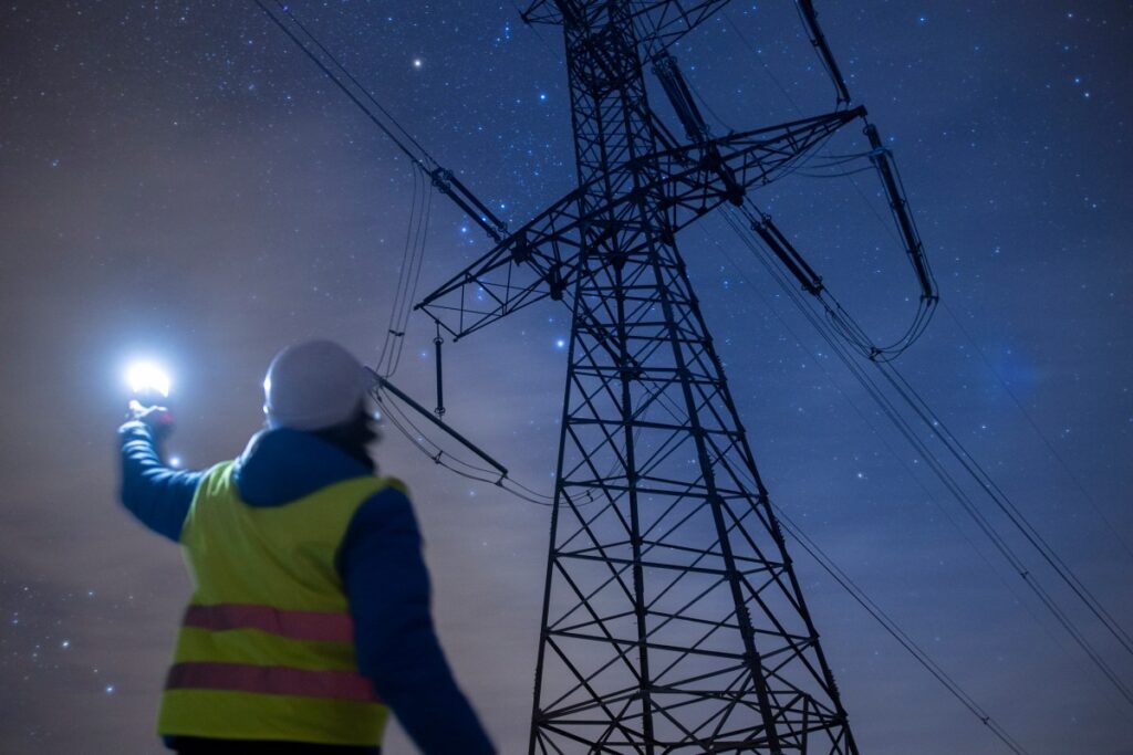 electrical grid at night